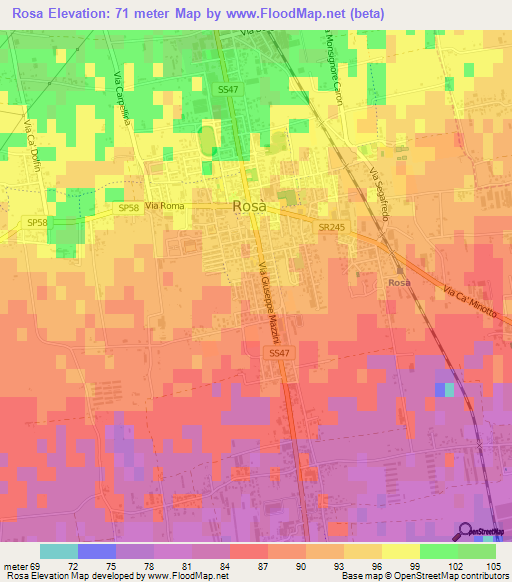 Rosa,Italy Elevation Map