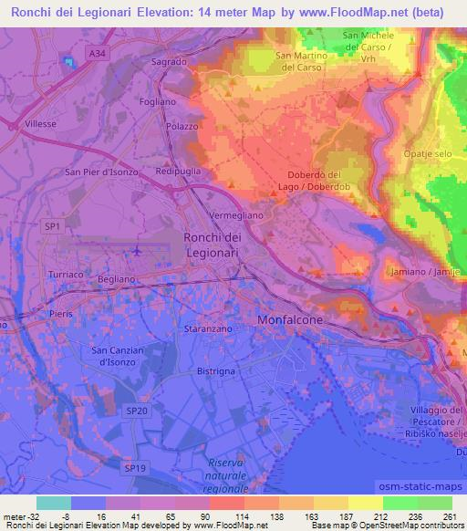 Ronchi dei Legionari,Italy Elevation Map