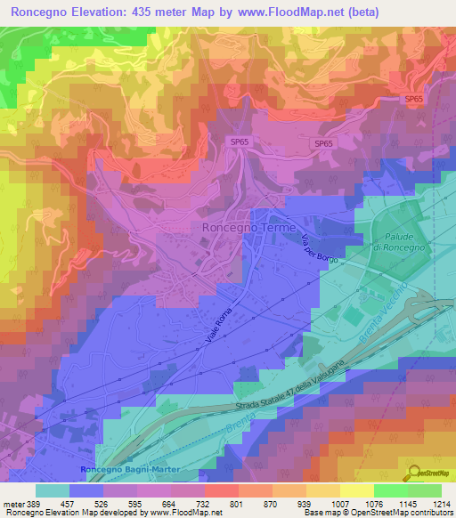 Roncegno,Italy Elevation Map