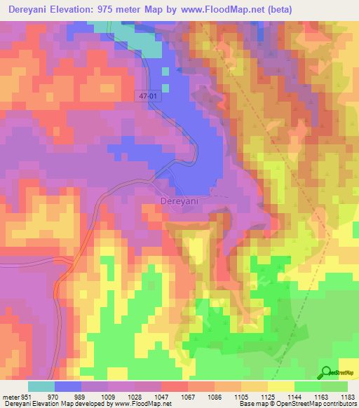 Dereyani,Turkey Elevation Map