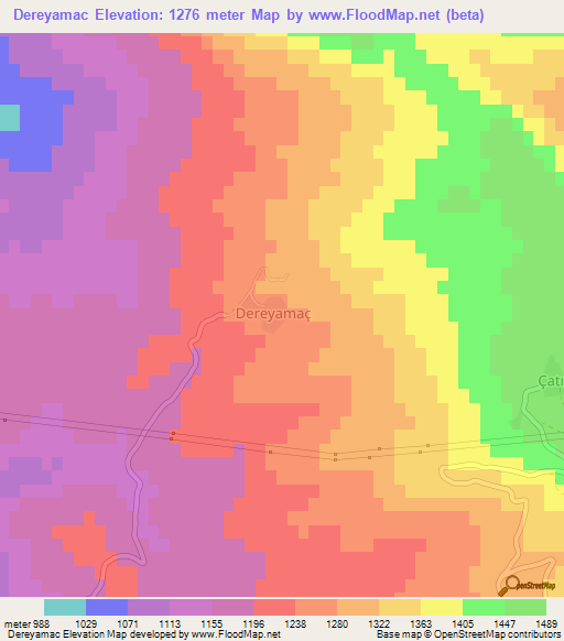 Dereyamac,Turkey Elevation Map