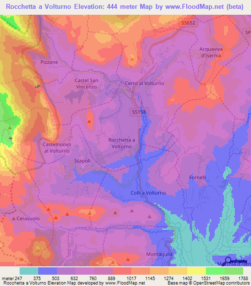 Rocchetta a Volturno,Italy Elevation Map