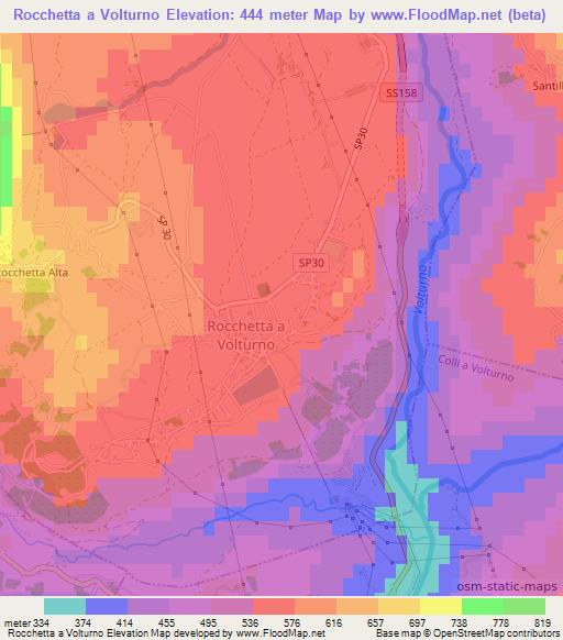 Rocchetta a Volturno,Italy Elevation Map