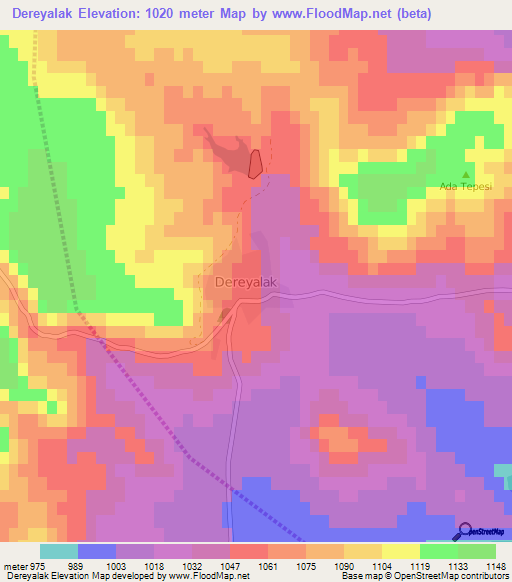 Dereyalak,Turkey Elevation Map