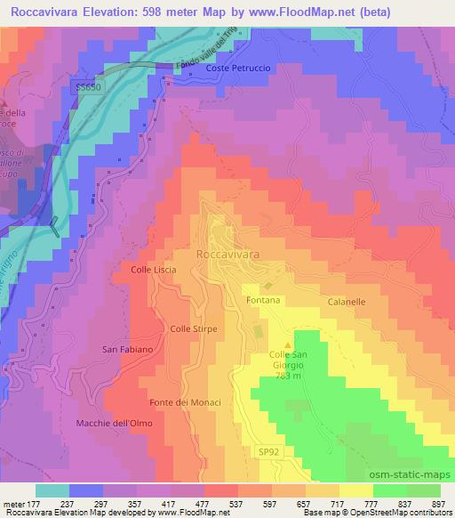 Roccavivara,Italy Elevation Map