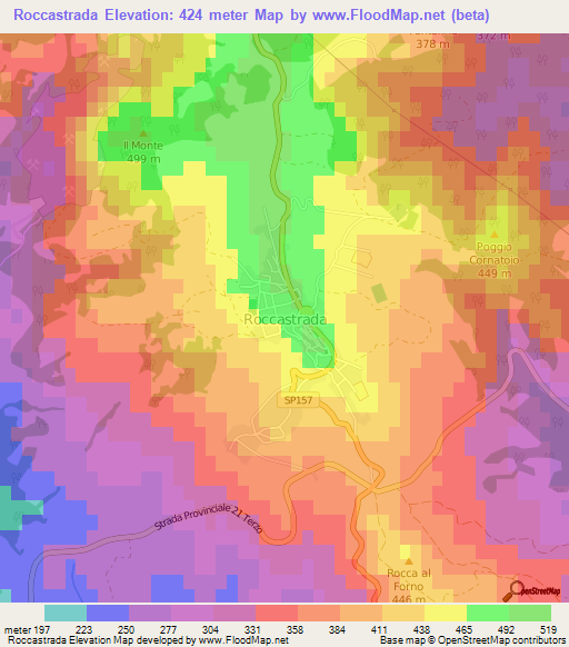 Roccastrada,Italy Elevation Map