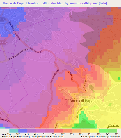 Rocca di Papa,Italy Elevation Map