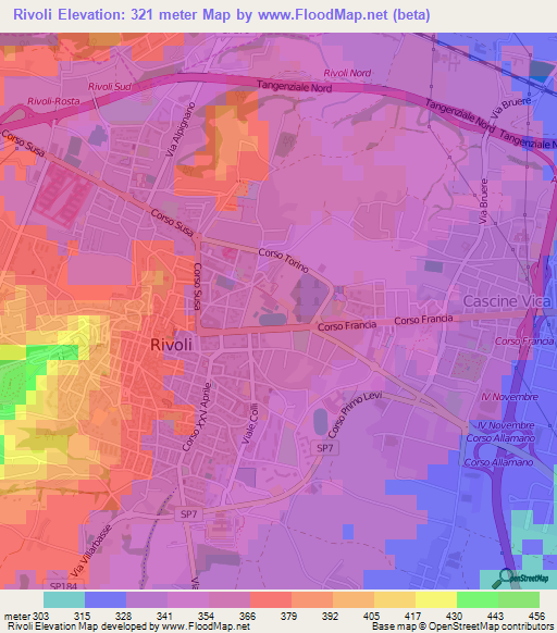 Rivoli,Italy Elevation Map