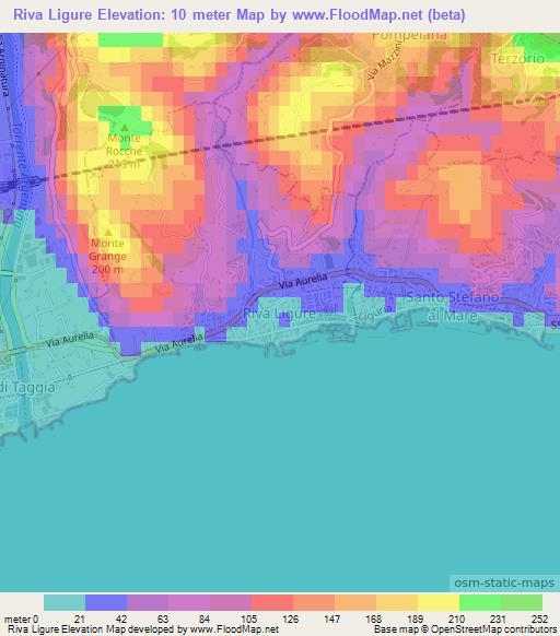 Riva Ligure,Italy Elevation Map