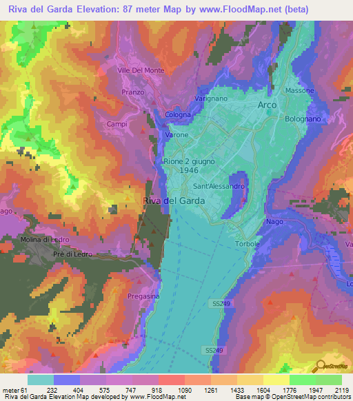 Riva del Garda,Italy Elevation Map