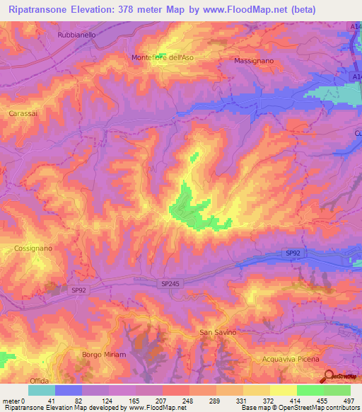 Ripatransone,Italy Elevation Map