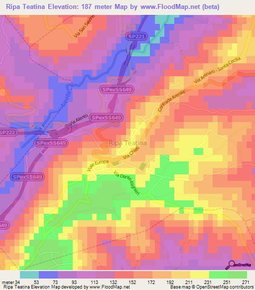 Ripa Teatina,Italy Elevation Map