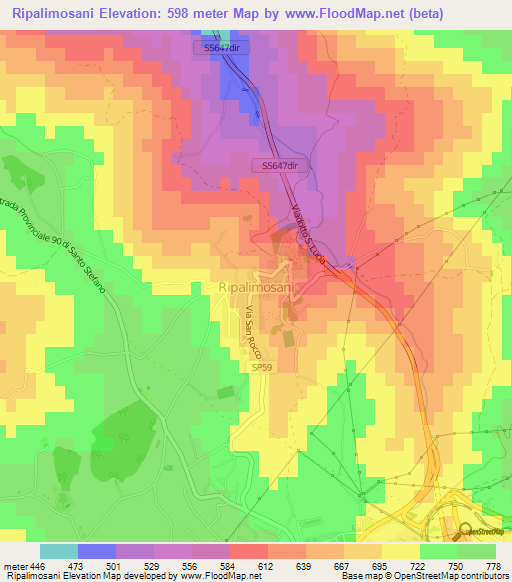 Ripalimosani,Italy Elevation Map