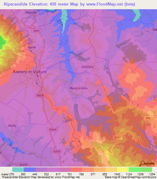 Ripacandida,Italy Elevation Map