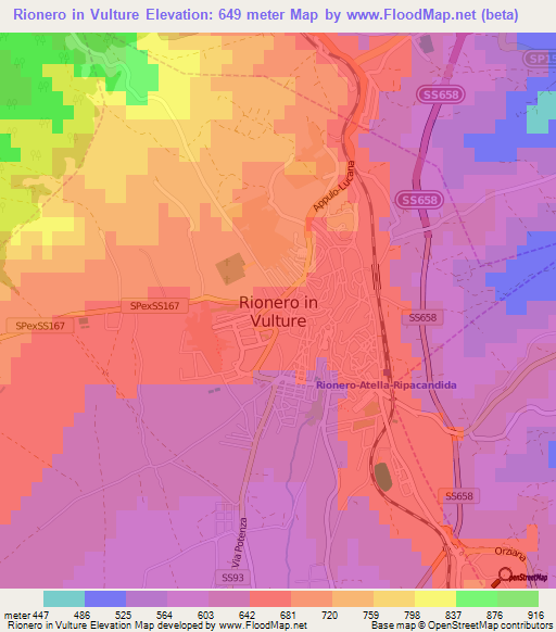 Rionero in Vulture,Italy Elevation Map