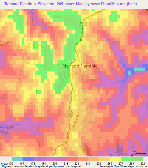 Rignano Flaminio,Italy Elevation Map