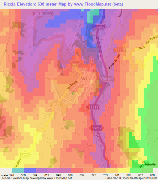 Riccia,Italy Elevation Map