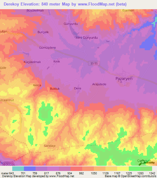 Derekoy,Turkey Elevation Map