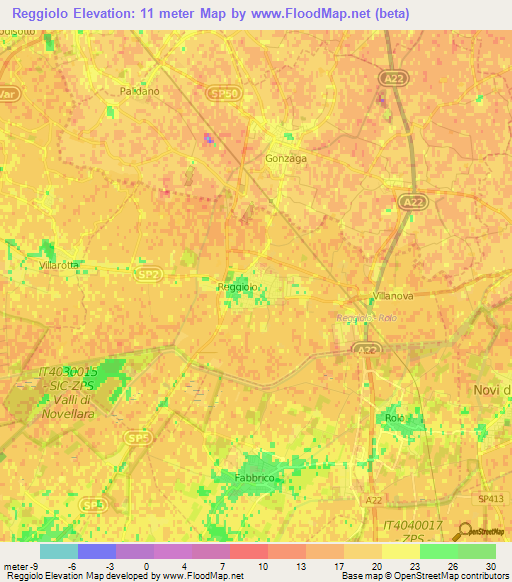 Reggiolo,Italy Elevation Map