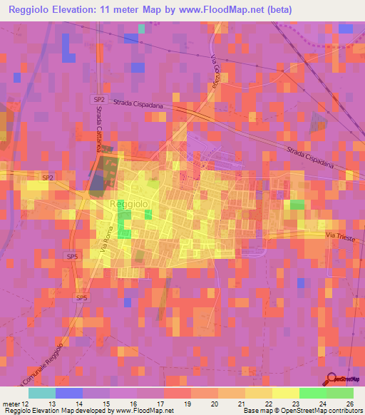 Reggiolo,Italy Elevation Map