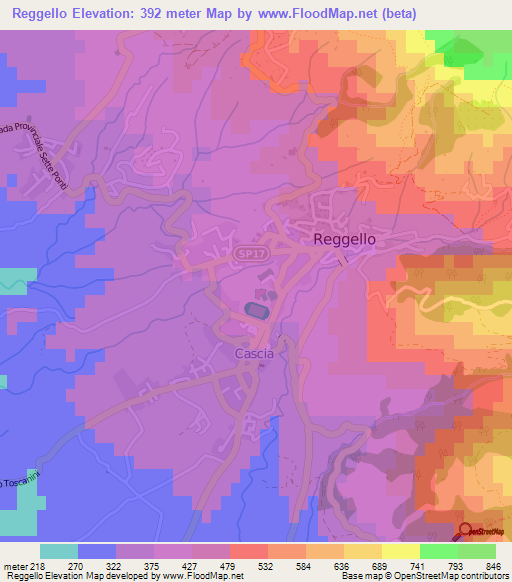 Reggello,Italy Elevation Map