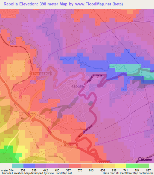 Rapolla,Italy Elevation Map