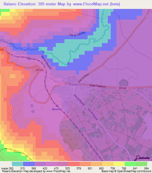 Raiano,Italy Elevation Map