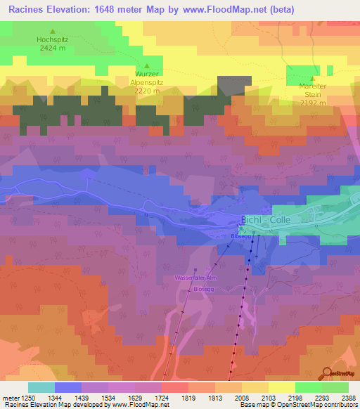 Racines,Italy Elevation Map