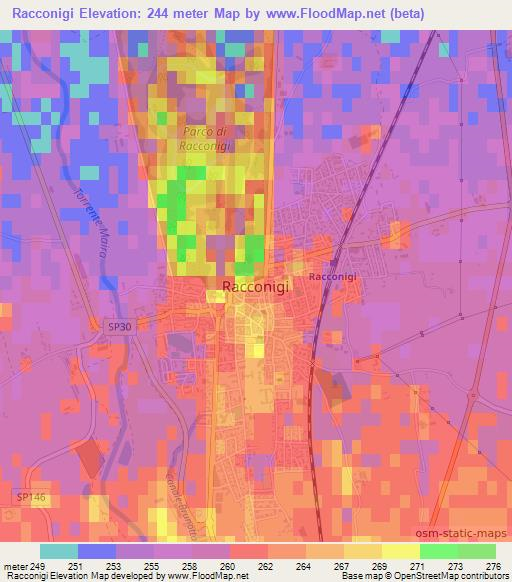 Racconigi,Italy Elevation Map