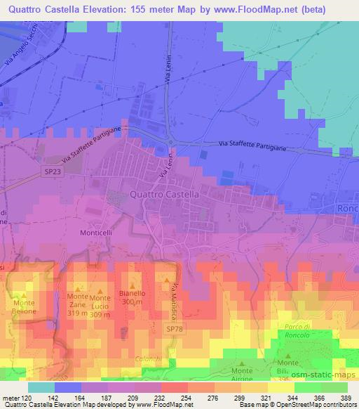 Quattro Castella,Italy Elevation Map