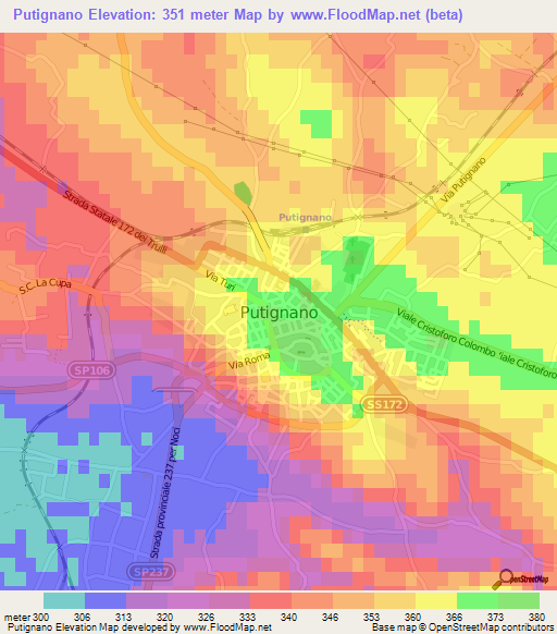 Putignano,Italy Elevation Map