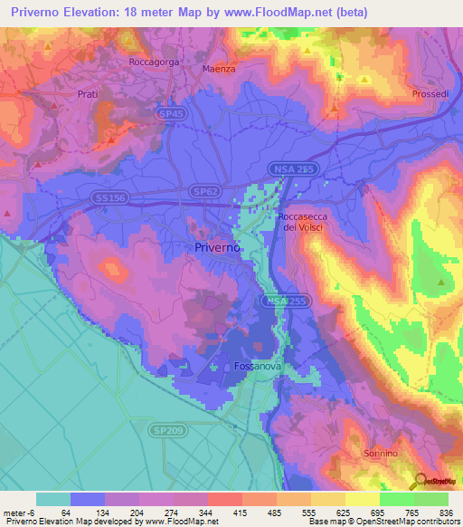 Priverno,Italy Elevation Map