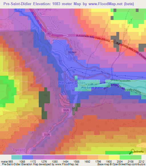 Pre-Saint-Didier,Italy Elevation Map