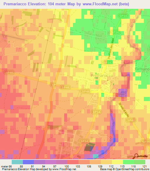 Premariacco,Italy Elevation Map