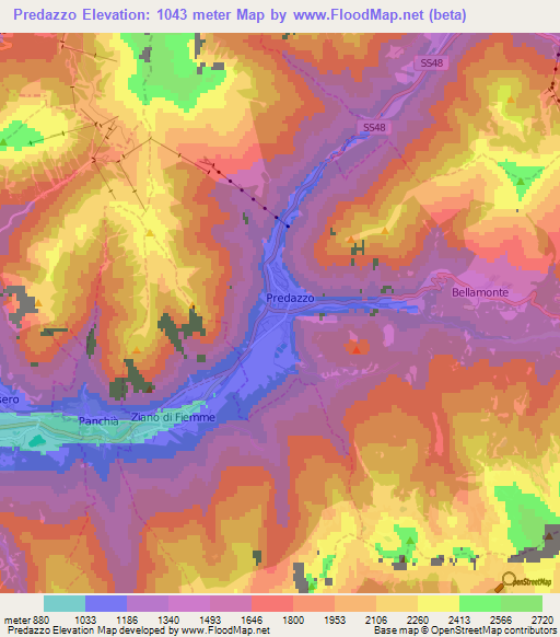 Predazzo,Italy Elevation Map