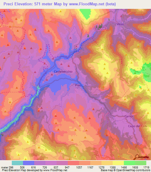 Preci,Italy Elevation Map