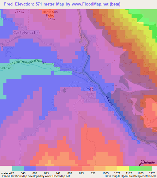 Preci,Italy Elevation Map