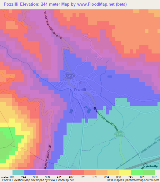 Pozzilli,Italy Elevation Map