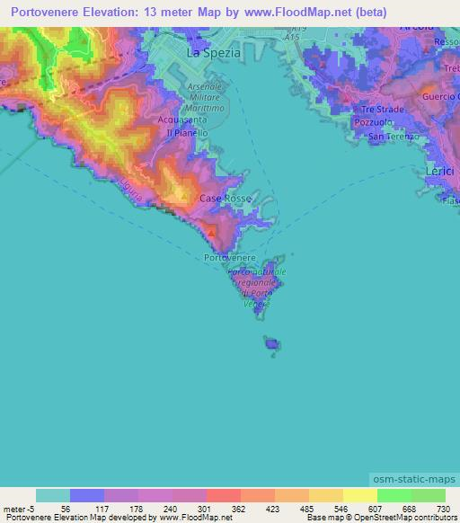 Portovenere,Italy Elevation Map