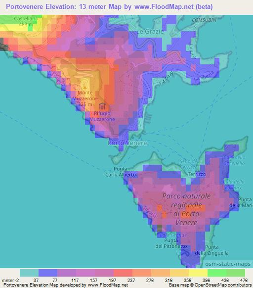 Portovenere,Italy Elevation Map