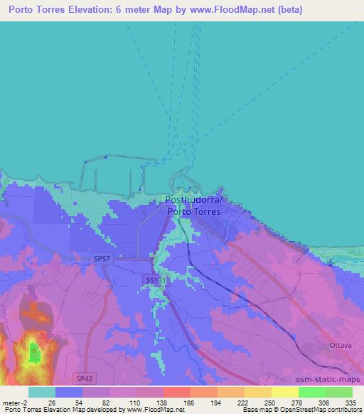 Porto Torres,Italy Elevation Map