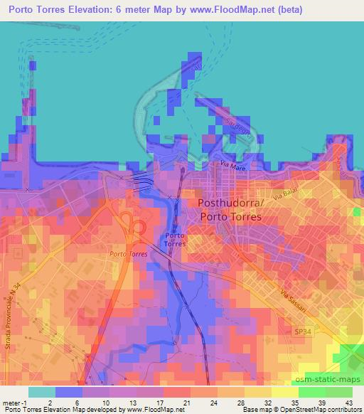 Porto Torres,Italy Elevation Map