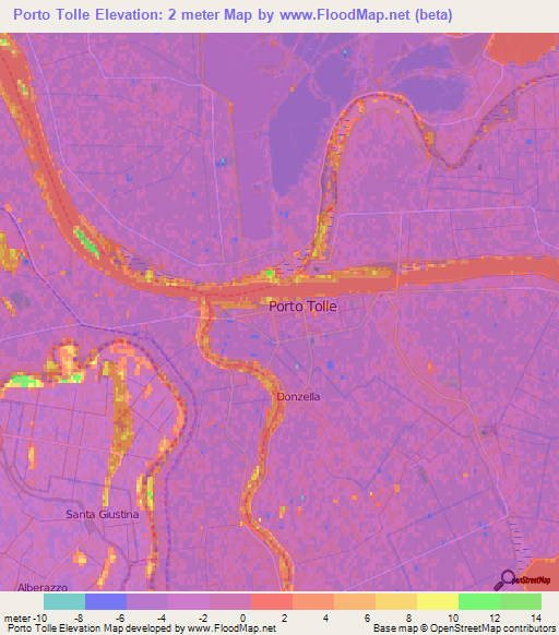 Porto Tolle,Italy Elevation Map