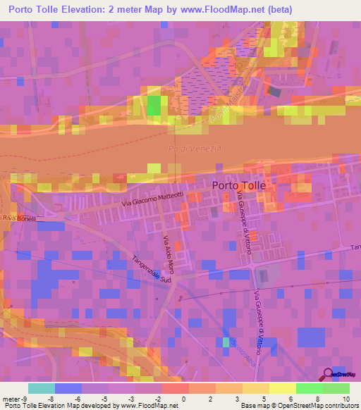 Porto Tolle,Italy Elevation Map