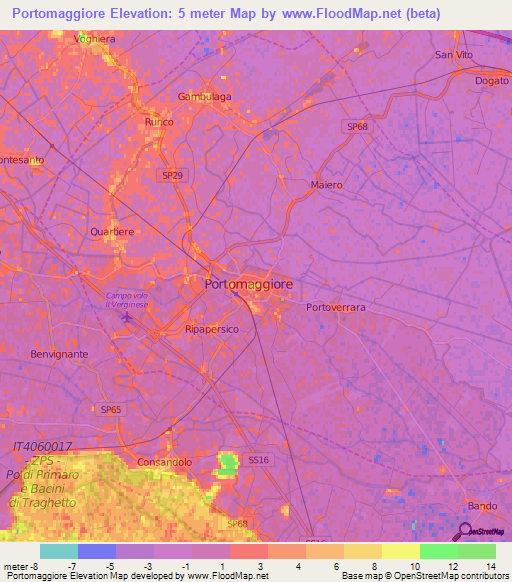 Portomaggiore,Italy Elevation Map