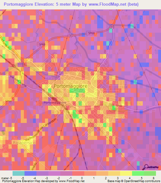 Portomaggiore,Italy Elevation Map