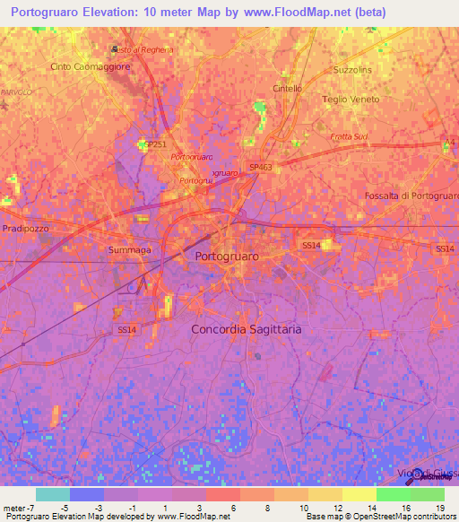 Portogruaro,Italy Elevation Map