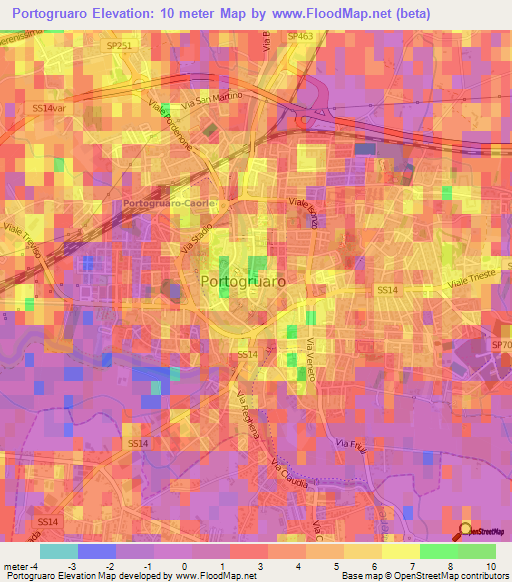 Portogruaro,Italy Elevation Map