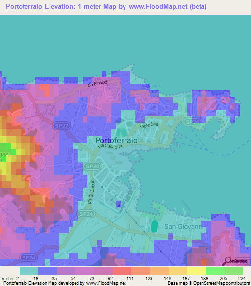 Portoferraio,Italy Elevation Map