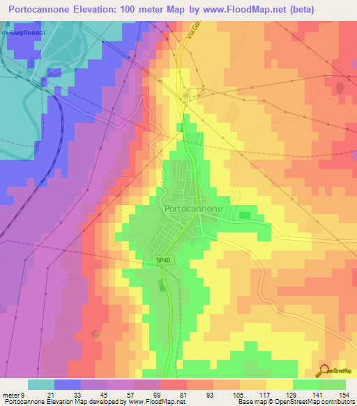 Portocannone,Italy Elevation Map